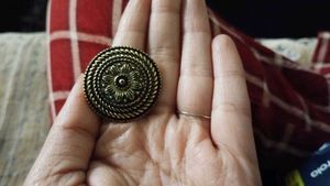 Golden Oxidised Round Ring