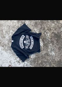 Black T-Shirt with Skull and Wings Graphic