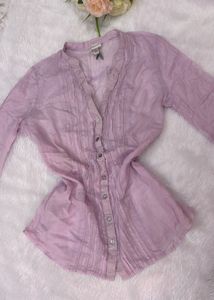 Lavender Button-Up Tunic Top