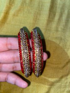 Red & Gold Beaded Bangles