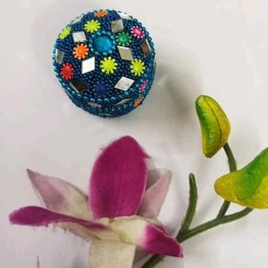 Blue Beaded Kumkum//Trinket Boxes (6 pcs)