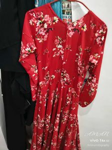Red Floral Print Maxi Dress