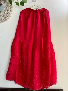 Rose Red Heavy handwork embroidered Sharara Set