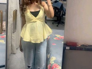 Backless Cute Yellow Halter Neck Top