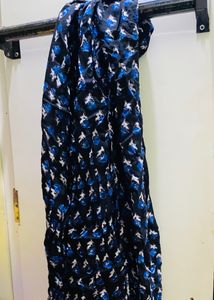 scarf blue and black cotton silk