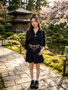 Chic Black Button-Down Mini y2k  Dress