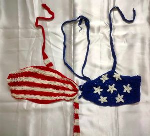 Crocheted American Flag Bikini Set