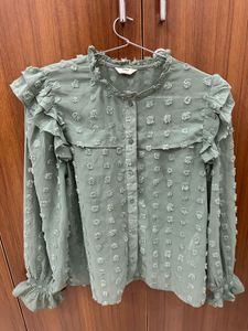 ONLY Green Ruffled Blouse