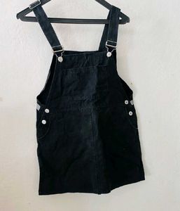 Black Denim Pinafore Dress