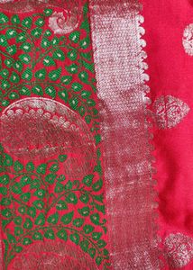 Vibrant Red Silk Saree with Green Border