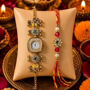 Kashmiri Watch + Rakhi Combo