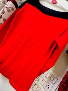 Chic Red &amp; Black 3/4 Sleeve Top