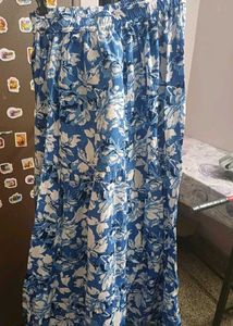 Beautiful Blue Floral Maxi Skirt