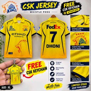 🔥 CSK Dhoni No. 7 Jersey 💛🦁