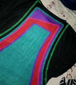 Black Multicolour Batwing Sleeve Loose Top
