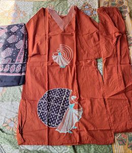 Vibrant Orange Kurta Set with Dupatta