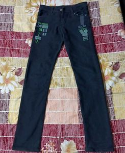 Men's Black Jeans with New York City Print