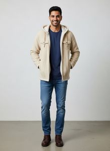Cozy Beige Hooded Jacket