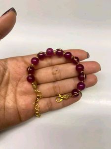 Beaded Bracelet with Gold Wire Wrap