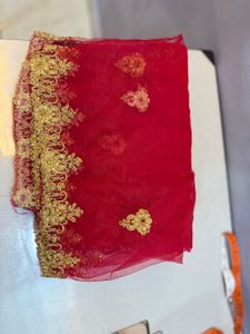 Red Embellished Dupatta for lehenga or dress