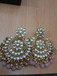 Elegant Pearl &amp; Kundan Dangle Earrings