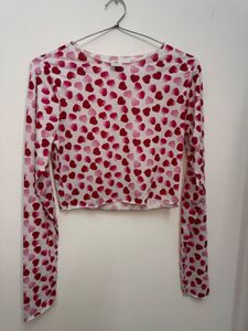 Heart Print Long Sleeve Top