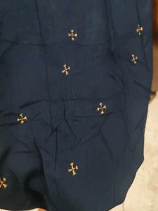Dark Blue Embroidered Sleeveless Kurta