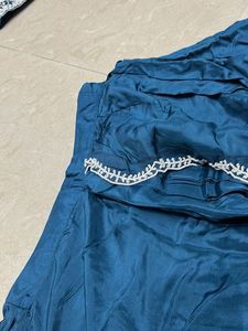 Teal Blue Lehenga Choli with Netting