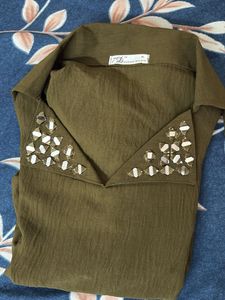 Stylish Embellished Collared Top