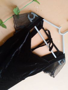 ❤️Size XS to L Elegant Black Velvet Midi Dress