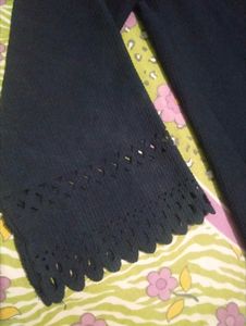 Stylish Navy Blue Kurta with Lace Detail