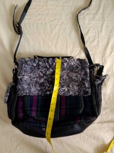 Plaid &amp; Fur Crossbody Bag