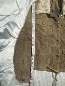 Corduroy Jacket with Faux Fur Collar