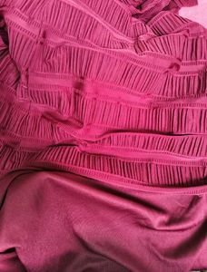 KAZO Brand New Wine/Maroon TexturedPleated dress