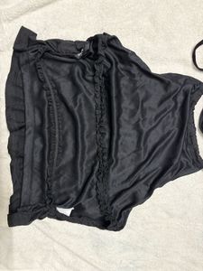 Black Halter Neck Ruffled Peplum Top