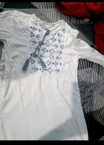 White Fish Print Tunic Top