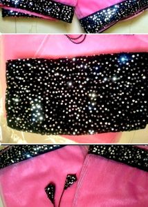 Sparkly Pink Party Saree with Belt