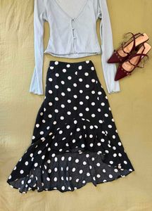 Cute Polka Dot Midi Skirt