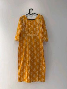 Yellow Printed Kurta Set