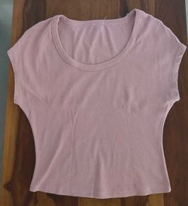 Cute Ribbed Pink Top