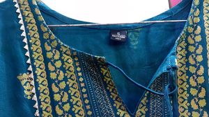 Teal Embroidered Ethnic Kurta