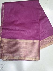 Elegant Purple Saree with Gold Border