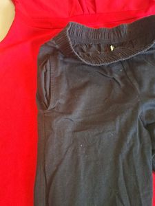 Bright Red Dress &amp; Black Pants Set