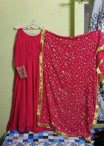 New/Unused Embroidered Straight Gown With Dupatta