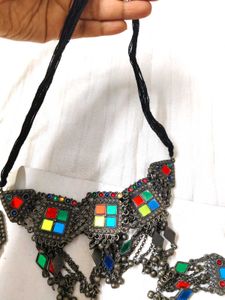 Oxidised Black Metal Ethnic Necklace