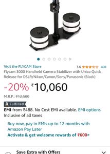 Flycam 3000 Handheld Camera Stabilizer with Unico Quick Release for DSLR/Nikon/Canon/Sony/Panasonic (Black)