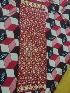 Maroon Embroidered Saree