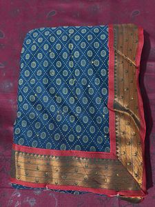 Beautiful Blue Saree with Gold Border