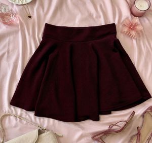 Maroon Textured Skater Skirt