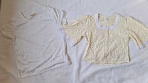 Combo  Korean Vintage Gingham Square Neck Blouse+F
